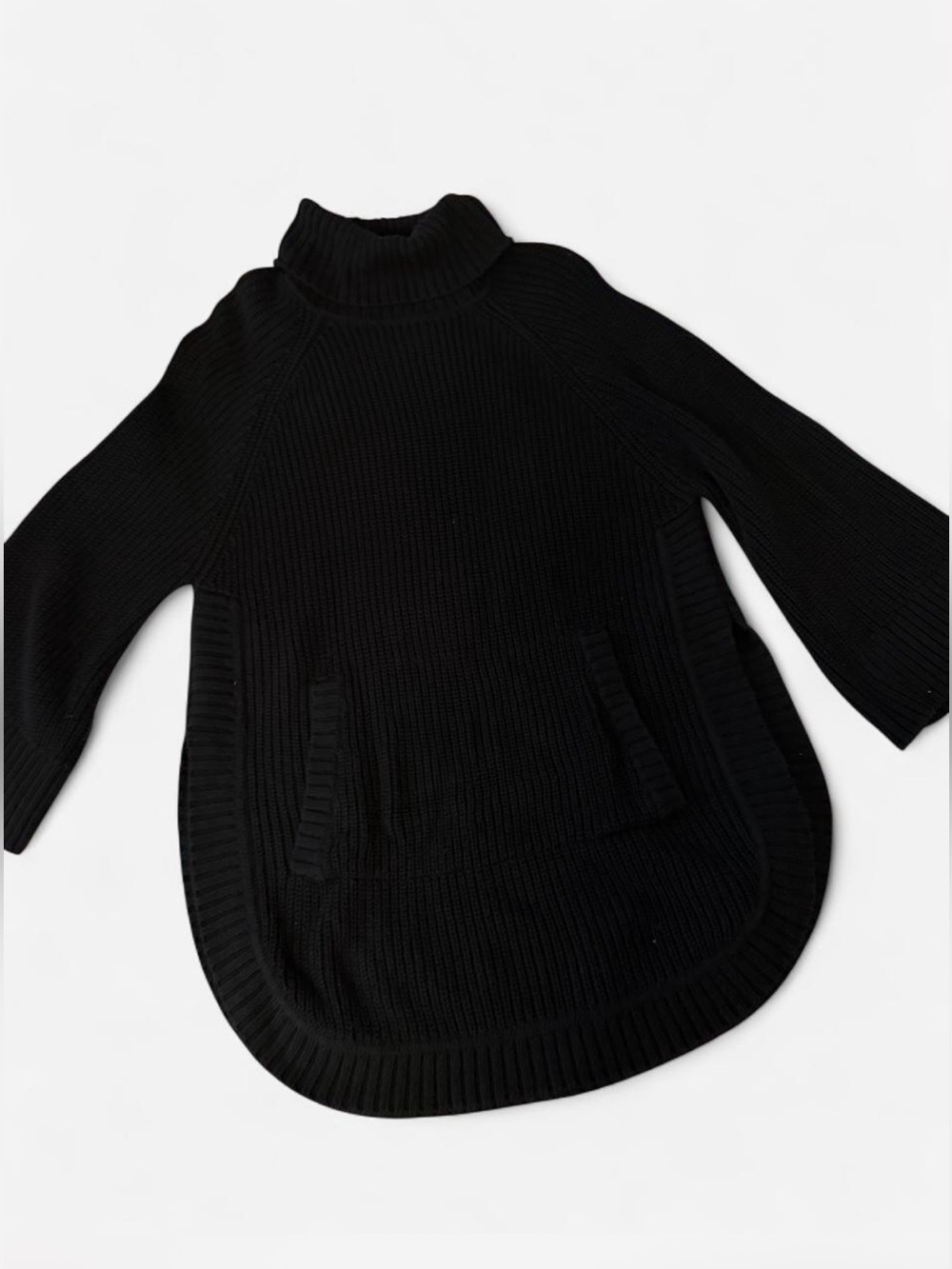 UGG Black Ribbed Turtleneck Poncho Sweater